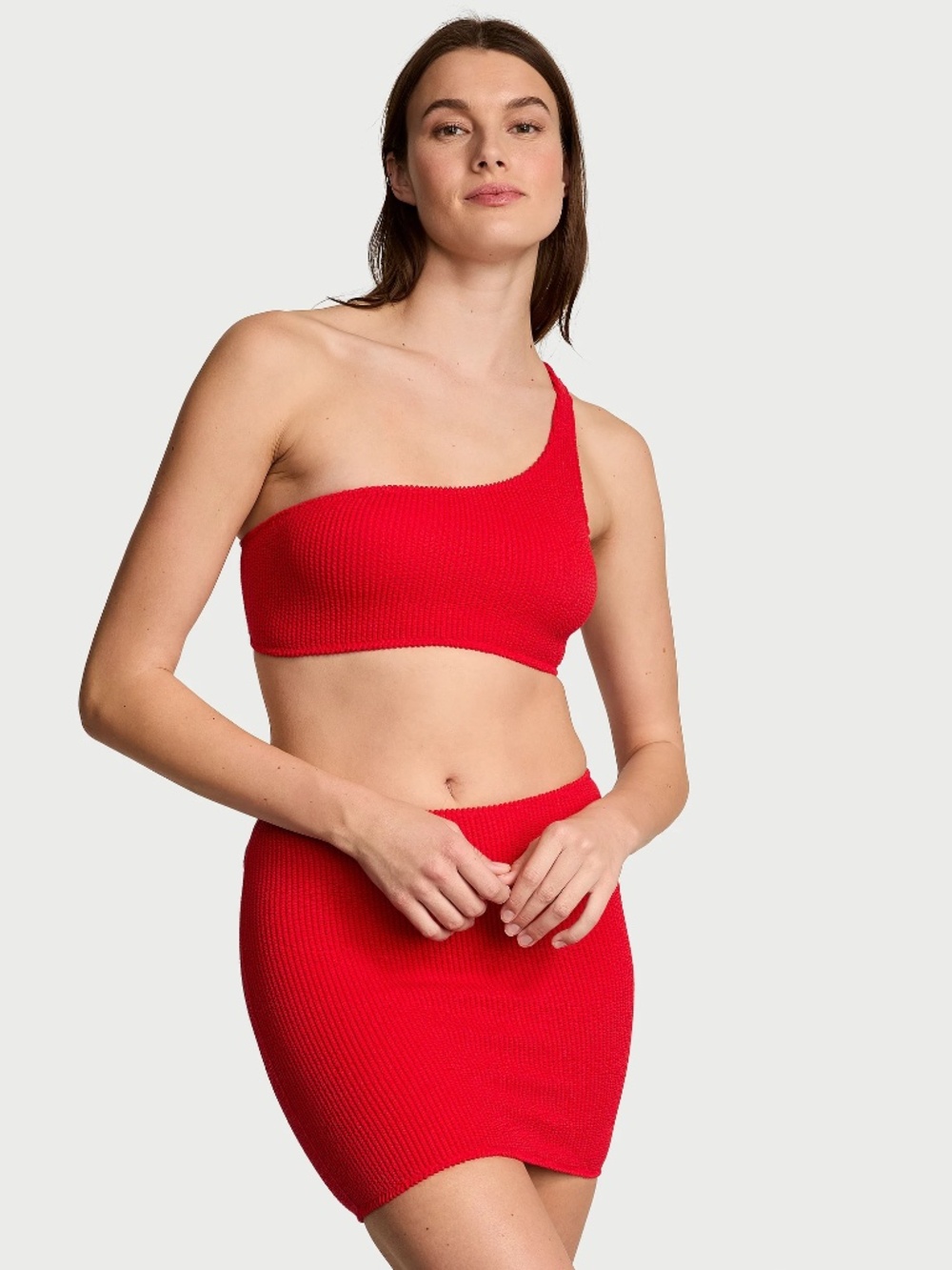 Victoria's Secret Swim Crinkle Swim Cover-Up Skirt, Red